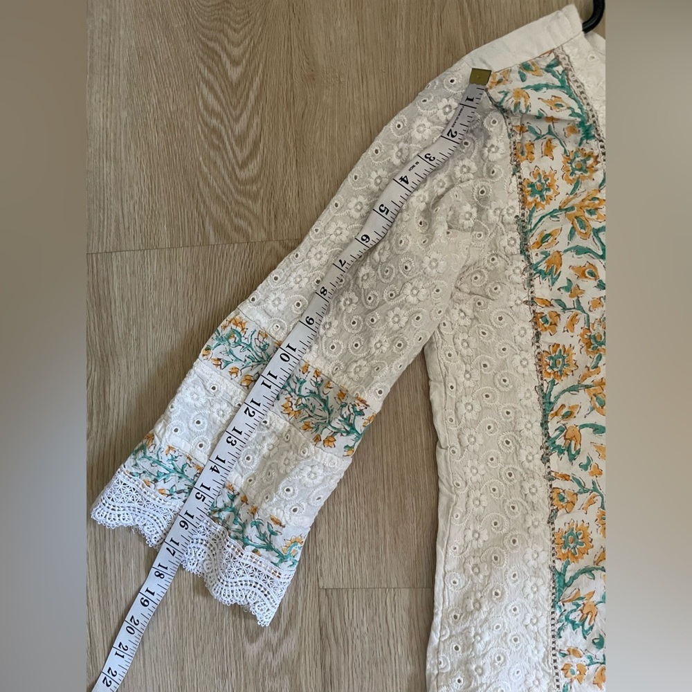 Artisan Block Print Kurti Tunic with Dupatta Boho Chikankari Eyelet Cotton Dress - Picture 13 of 16